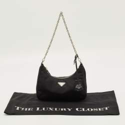 Pre Owned حقيبة كتف برادا "ري-إيديشن 2005" جلد سافيانو ونايلون أسود