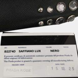 Pre Owned حقيبة يد برادا توتس جلد أسود غاليريا بسحاب مزدوج مرصعة طريقة حمل مزدوجة