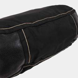 Pre Owned حقيبة كتف برادا نايلون أسود وجلد