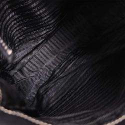 Pre Owned حقيبة كتف برادا نايلون أسود وجلد