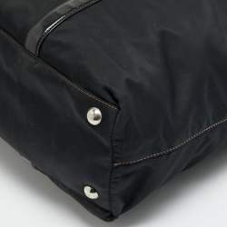 Pre Owned Prada Top Zip Black Nylon and Patent Leather Tote