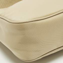 Pre Owned حقيبة كتف برادا إصدار 2005 نايلون بيج وجلد سافيانو