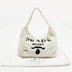مملوكة مسبقًا Prada Re-Edition 2000 Off White/Black Terrycloth Fabric Shoulder Bag