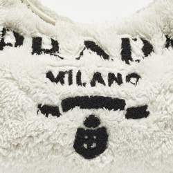 مملوكة مسبقًا Prada Re-Edition 2000 Off White/Black Terrycloth Fabric Shoulder Bag