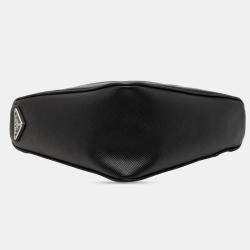 Pre Owned Prada Black Saffiano Triangle Logo Crossbody