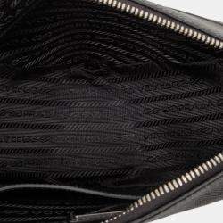 Pre Owned Prada Black Saffiano Triangle Logo Crossbody