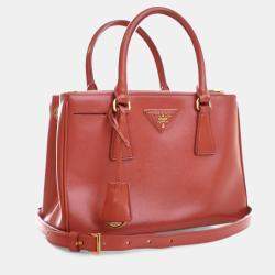 Pre Owned Prada Small Saffiano Vernice Galleria Tote