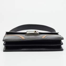 Pre Owned Prada Sound Stitch Black/Brown Vitello Leather Shoulder Bag