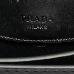 Pre Owned Prada Sound Stitch Black/Brown Vitello Leather Shoulder Bag