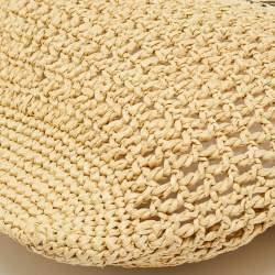 Pre Owned حقيبة شاطئ برادا شعار كريمي/أسود من الرافيا المنسوجة