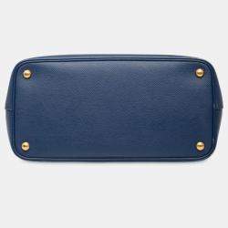 Pre Owned حقيبة توت قابلة للتحويل بجيب أمامي برادا جلد سافiano كير أزرق