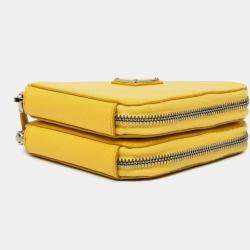 مملوكة مسبقًا Prada Yellow Mini Saffiano Lux Double Triangle Satchel