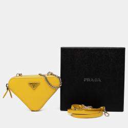 مملوكة مسبقًا Prada Yellow Mini Saffiano Lux Double Triangle Satchel