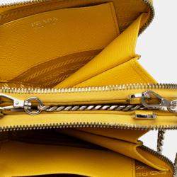 مملوكة مسبقًا Prada Yellow Mini Saffiano Lux Double Triangle Satchel