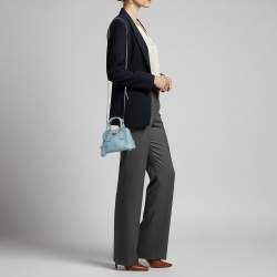 مملوكة مسبقًا حقيبة ساتشل برادا بروميناد جلد سفينايو أزرق فاتح صغيرة