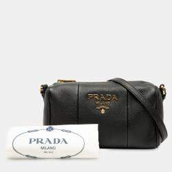 Pre Owned Prada Black Mini Vitello Phenix Crossbody