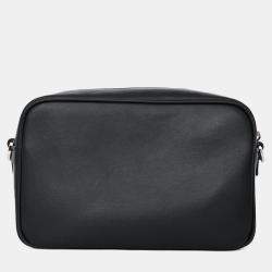 مملوكة مسبقًا حقيبة كروس برادا جلد أسود مطبوع عليها موز للكاميرا