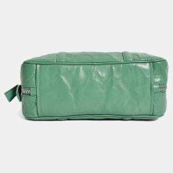 Pre Owned Prada Green Antique Nappa Leather Triangle Logo Top Handle