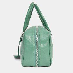 Pre Owned Prada Green Antique Nappa Leather Triangle Logo Top Handle