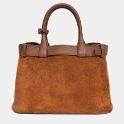 Pre Owned Prada Brown Suede/Leather Buckle Bag with Strap