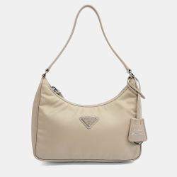 Pre Owned Prada Beige Nylon Re-Nylon Hobo Bag