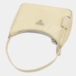 مملوكة مسبقًا Prada Beige Nylon Re-Nylon Hobo Bag