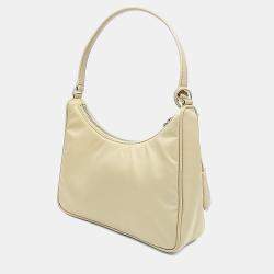 مملوكة مسبقًا Prada Beige Nylon Re-Nylon Hobo Bag