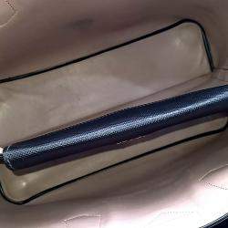 Pre Owned Prada Black Leather Saffiano Double Tote And Shoulder Bag