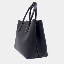 Pre Owned Prada Black Leather Saffiano Double Tote And Shoulder Bag