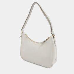 Pre Owned حقيبة هوبو برادا جلد أبيض سافيانو