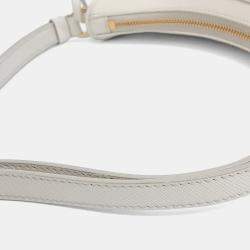 Pre Owned حقيبة هوبو برادا جلد أبيض سافيانو