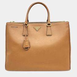 Pre Owned حقيبة يد برادا لوكس سافياتو جلد بني 