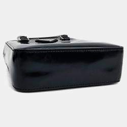 Pre Owned Prada Black Leather Small Brushed Tote Bag