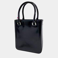 Pre Owned Prada Black Leather Small Brushed Tote Bag