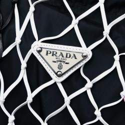مملوكة مسبقًا Prada Black Tessuto and Tricolor Rete Drawstring Tote