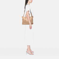 Pre Owned Prada Brown Vitello Phenix Open Convertible Tote