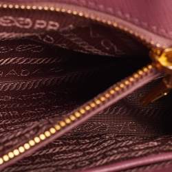 Pre Owned Prada Galleria Small Pink Saffiano Lux Leather Double Zip Tote