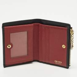 Pre Owned محفظة ثنائية الطي برادا جلد سافيانو سوداء