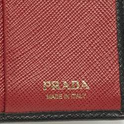 Pre Owned محفظة ثنائية الطي برادا جلد سافيانو سوداء