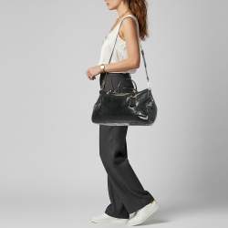 مملوكة مسبقًا Prada Double Zip Black Vitello Shine Leather Satchel