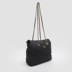 مملوكة مسبقًا Prada Dark Grey Quilted Nylon Shoulder Bag
