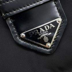 مملوكة مسبقًا Prada Moon Re-Nylon Black Leather Shoulder Bag