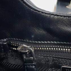 مملوكة مسبقًا Prada Moon Re-Nylon Black Leather Shoulder Bag