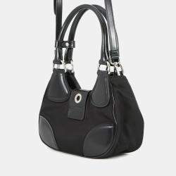 مملوكة مسبقًا Prada Moon Re-Nylon Black Leather Shoulder Bag