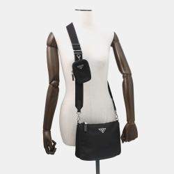 Pre Owned Prada Re-Nylon Shoulder Bag Black Nylon Leather