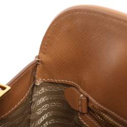 Pre Owned Prada Open Promenade Brown Saffiano Lux Leather Satchel