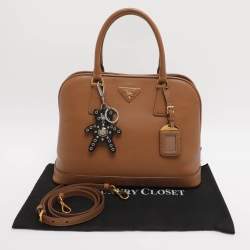 Pre Owned Prada Open Promenade Brown Saffiano Lux Leather Satchel