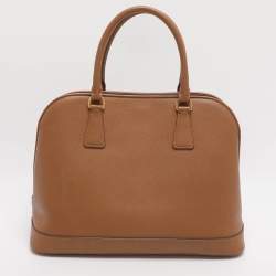 Pre Owned Prada Open Promenade Brown Saffiano Lux Leather Satchel