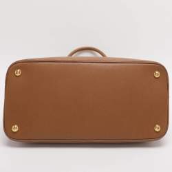 Pre Owned Prada Open Promenade Brown Saffiano Lux Leather Satchel