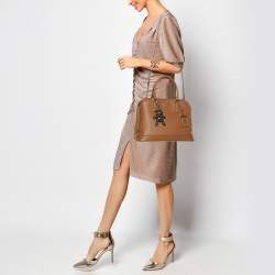 Pre Owned Prada Open Promenade Brown Saffiano Lux Leather Satchel